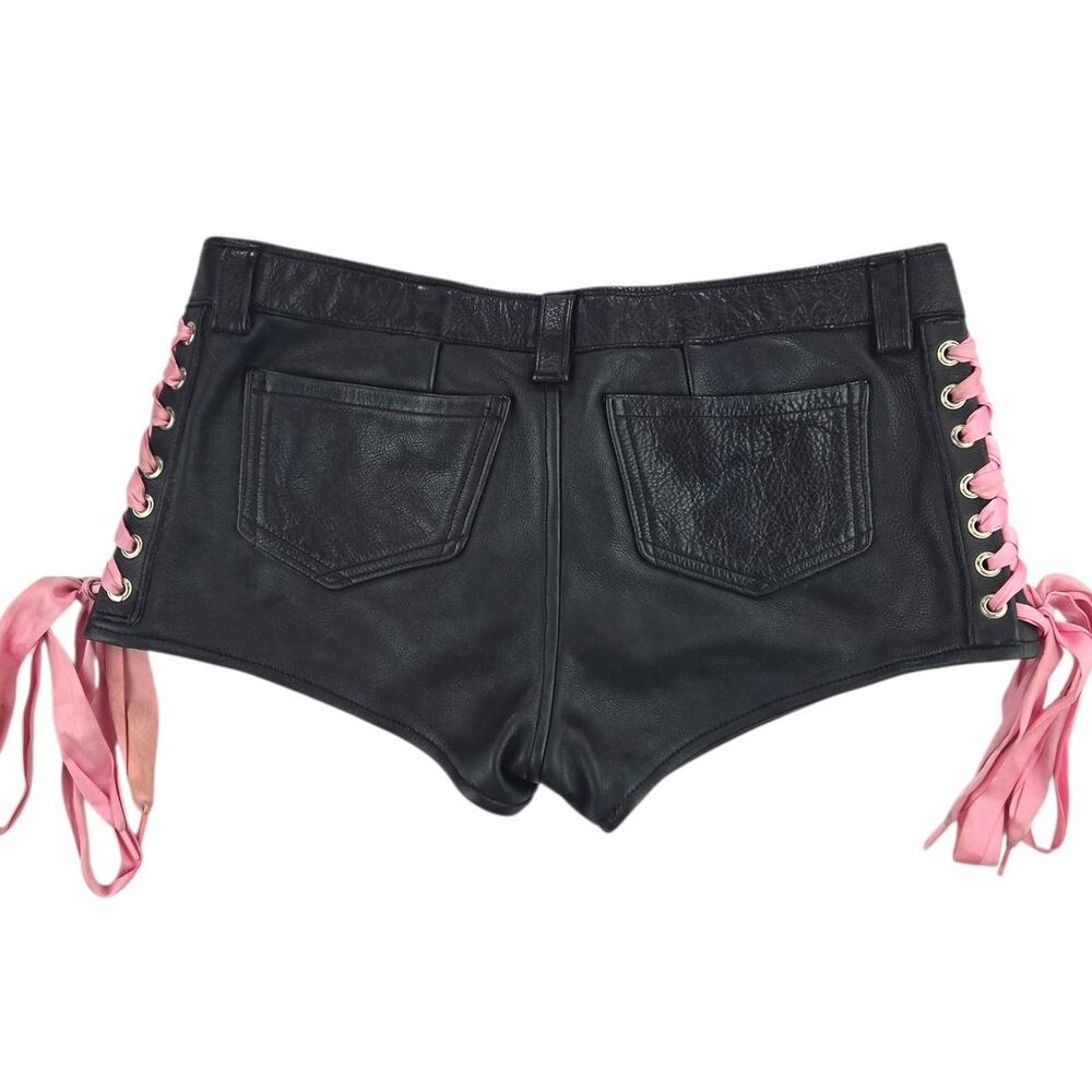 Hell Bent Leather/Brooke Worrel | Black Lace Up Leather Shorts | Size 34 - Picture 6 of 6
